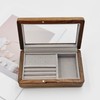 NESPARTY Walnut Jewelry Storage Box with Glass Lid, Multi-Functional Wooden