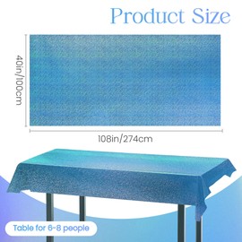 1pcs Blue Holographic Laser Tablecloths 40" x 108" Plastic Table Cloths for Parties Shimmer Shiny Party Decoration for Winter Ocean Princess Birthday Party Wedding Baby Shower Christmas Decor