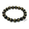 Black Obsidian Buddhist Prayer Beads Stretch Bracelet | Om Mani