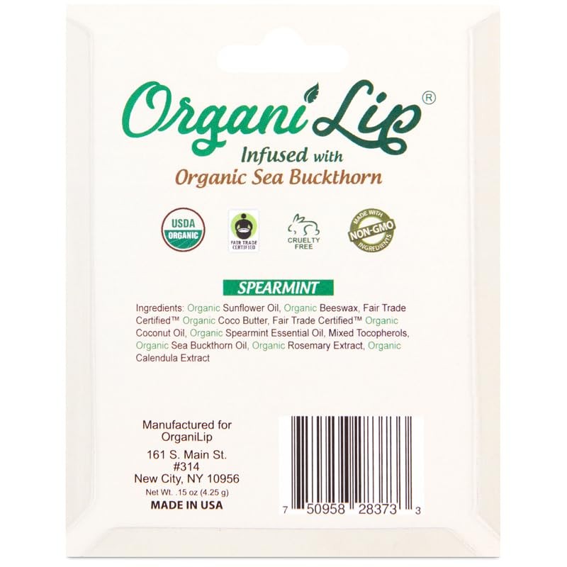 Bálsamo labial orgánico, sabor a menta verde, humectante labial ultrahidratante