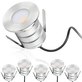 Gardencoin Recessed LED Deck Lights, 3W Outdoor Stair Step Soffit Lighting, Premium Low Voltage Landscape Lights Ultra Waterproof, 12 In Ground Well Lights for Pool, Paver and Path (3000K 6pack)