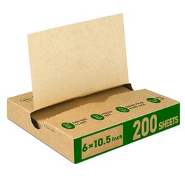 EcoDispose 6" x 10-1/2" Precut POP UP Deli Paper Sheet Pack of 200, kraft ,Interfolded Heavy Paper for Food Wrap and Serving