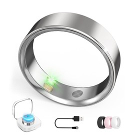 Smart Ring with Vibration Alerts, health tracker ring with Body Temperature Monitor, Heart Rate, Sleep & Fitness Tracking, Waterproof Activity Ring for Men & Women, No App Fees (Silver, 10#)