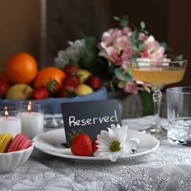 20 Pack Rustic Mini Chalkboard Signs - Easy To Write And Wipe Out - For Liquid Chalk Markers And Chalk - Small Plastic Message Board Signs - Table Numbers - Food Labels For Party - Small Chalkboard