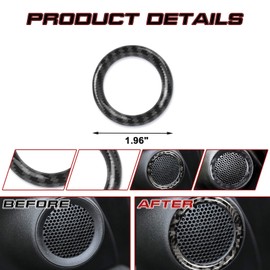 x xotic tech Car Door Audio Speaker Ring Cover Trim Interior Accessories Compatible with Jeep Grand Cherokee 2011-2020 or Dodge Durango 2011-2020 2PCS (Carbon Fiber Black)