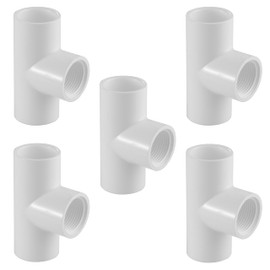 Lesso America 402 Series PVC Pipe Fitting - Tee - Schedule 40 (White) - 1/2" (SOC x SOC x FIPT) 5 PCS/High-Flow Capacity/Plumbing, Irrigation, Pool, Spa, DIY Projects/NSF Certified (402-005)