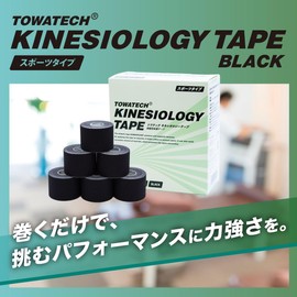 Toatec Kinesiology Tape Black 50mm x 5m x 6 Rolls Sports Type Kinesio Kinesio Tape Taping Black Elastic Sprained Finger Knee Ankle Wrist Shoulder Calf