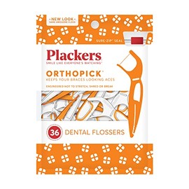 Plackers Orthopick - Hilo dental para tirantes, paquete de 2 (36 hilo dental cada uno)