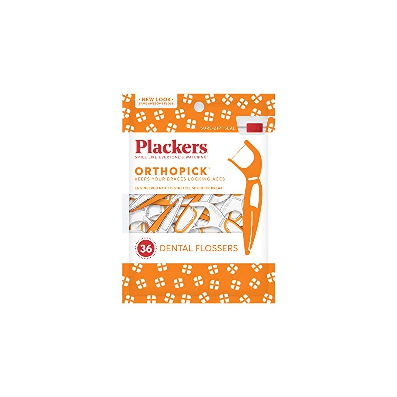 Plackers Orthopick - Hilo dental para tirantes, paquete de 2