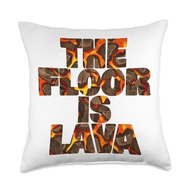 The Floor is Lava Men Women Boys Girls Tees The Floor is Lava Funny Cute Kids Boys Girls Throw Pillow, 18x18, Multicolor