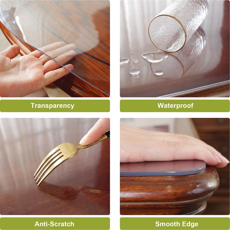 OstepDecor Round Clear Table Protector 44 Inch Thick Clear Table