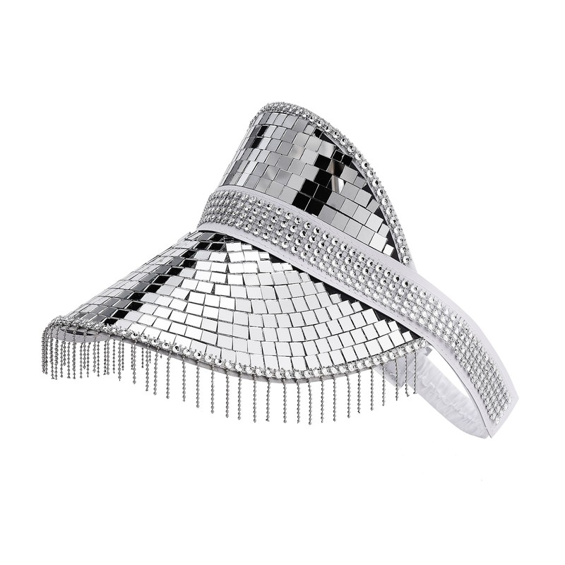 Glitter Mirror Sun Hat Silver For Summer Beach