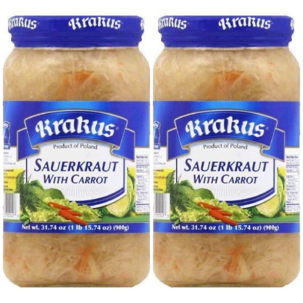 KRAKUS SAUERKRAUT WITH CARROT 2 PACK X 31.74oz (900G). Product
