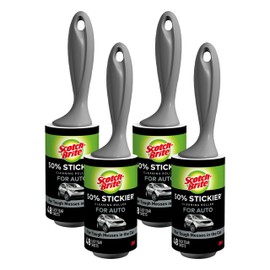 Scotch-Brite 50% Stickier Auto Lint Roller, 4 Rollers, 48 Sheets Per Roller (192 Sheets Total)