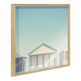 Kate and Laurel Blake Hang Loose Framed Printed Acrylic Wall Art by Laura Evans, 24x24 Natural, Coastal Decor for Wall