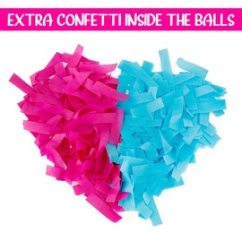 UP Shop Gender Reveal Tennis Ball Set - 2 Balls with Powder and Confetti - Pink and Blue