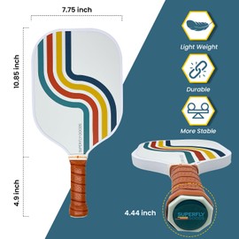 Super Fly Goods Pickleball Paddle Association Approved Rackets Honeycomb Core, Fiberglass Exterior, Comfort Grip Premium & Lightweight (Mountain Wave)