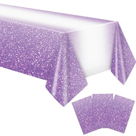 Xiliconie 3 Packs Purple Table Cloths for Parties Gradient Pastel Purple Disposable Tablecloths Purple Birthday Decorations for Men Women Birthday Wedding Party Decorations