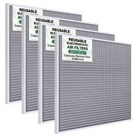 Zonon 4 Pack 20x20x1 Reusable Electrostatic Air Filters Washable MERV 8 Aluminum AC/HVAC Furnace Filter Lasts a Lifetime for Cleaner Air in Home or Office