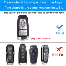 KUSTSOFT Silicone Key Fob Cover Fit for Ford Fusion F150 F250 F350 F450 F550 Edge Explorer Escape Explorer Mustang Bronco 5Button Key Fob | Car Accessories | Remote Key Protection Case(Black Red)