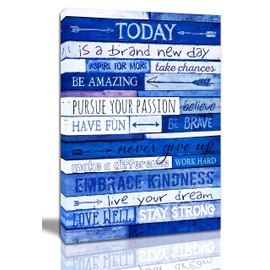 THRLVEART Blue Inspirational Wall-Art - Quotes Office Wall Decor - Motivational Wall Art - Large Positive Bedroom Canvas Wall Art Size 16x24 Inches