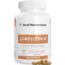Real Mushrooms Real Mushrooms Cordyceps Capsules - Organic Militaris Extract with Measured Beta-Glucans Fungal Polysaccharides Immunomodulating Properties Vegan Supplement, Non-GMO, 300 Caps
