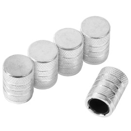 ST Shengtuo Silver Anodized Aluminum Tire Valve Stem Caps - Corrosion Resistant, Durable Plastic Inner Sleeve - Universal Valve Caps for Cars, Trucks, Motorcycles -Tire Valve Cap Kit,Pack of 5
