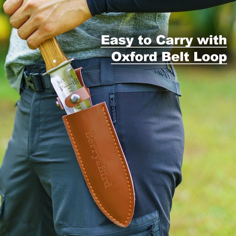 Berry&Bird Hori Hori Garden Knife with Leather Sheath, Premium Gardening