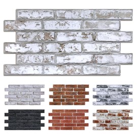 Commomy Faux Brick 3D Wall Panels - 12 pcs of 22.8" x 11.8" - Thin & UrltraLight PVC Peel and Stick Tile Brick Textured Printable for Kitchen, Bedroom,Living Room,TV Background,RV（Covers 22.48 sq.ft）