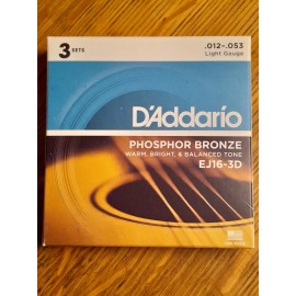D'Addario Light Gauge Acoustic Guitar Phosphor Bronze EJ116-3D 3 sets in box