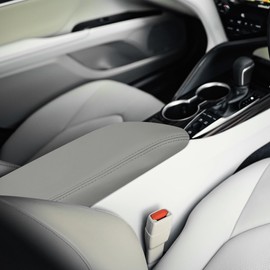 X AUTOHAUX Car Center Console Lid Armrest Seat Box Cover Protector Replacement Microfiber Leather for Toyota Camry 2006-2011 Gray