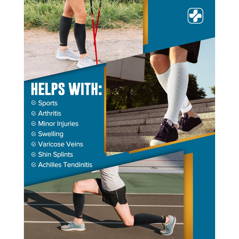 Doctor's Select 2 Pairs Copper Calf Compression Sleeves for Women