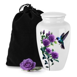 Abooxiu 10 Inches Cremation Urns for Human Ashes Adult Male Female, Ceramic Keepsake Urn Hummingbird Decorative Burial Urn Memorial Funeral Ashes Keepsake - Up to 200 lbs