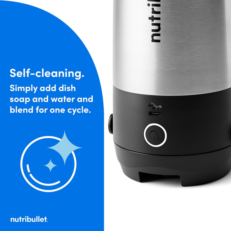 nutribullet Flip Portable Blender with Insulated Cup, Cordless, Brushed Stainless,