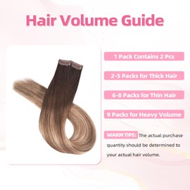 Vlasy Clip in Hair Extensions Real Human Hair, 2 Pcs Seamless Human Hair Extensions Clip in, Straight Double Weft Real Hair Clip Extensions ST3/10N# 12 Inch