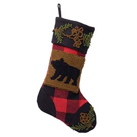 Glitzhome Hooked Christmas Stocking, 19" L, Bear