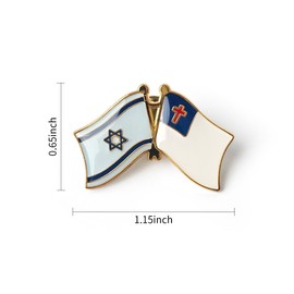 Israel Flag and Christian Cross Flag 2 Pcs Combination Pin - Fine pin, metal lapel pin badge pin for suits, jackets and dresses - Set of 3