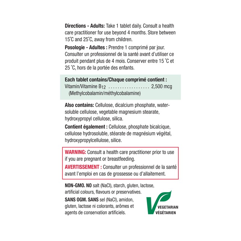 Jamieson Vitamin B12 Methylcobalamin 2,500 mcg Timed Release