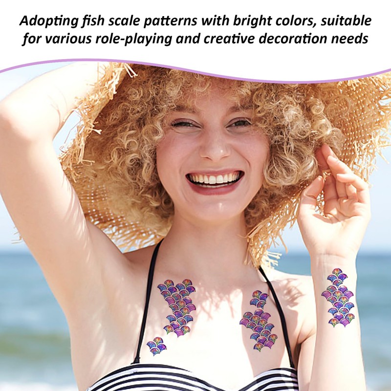 18 Fish Scale Tattoo Stickers, Creative and Stylish, Waterproof and