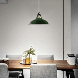 DC VOLTAGE Modern Green Metal Lamp Shades 30cm Ceiling Light Shades, Easy Fit Lampshades, for Vintage Industrial Pendant Lights Bedroom, Kitchen, Bathroom Antique Shade - 2 Pack