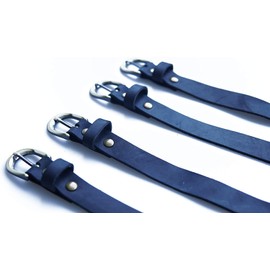 QMYBROW Genuine Leather Straps (Pack of 4), Leather Cinch Straps, Stirrup Straps, Multi-Purpose Quality Hook and Loop Cable Ties Bottom Strap with Metal Buckle Adjustable Length (Black)