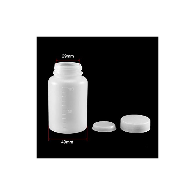 sourcing map Plastic Lab Chemical Reagent Bottle 100ml/3.4oz Wide Mouth