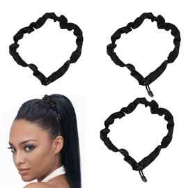 Adjustable Hair Ties, 3 Pcs Satin Hair Tie Puff Cuff Soft and Non-Damaging It Won'T Pull or Cause Headaches Perfect for Creating A Stylish Afro Hairstyle(Black)