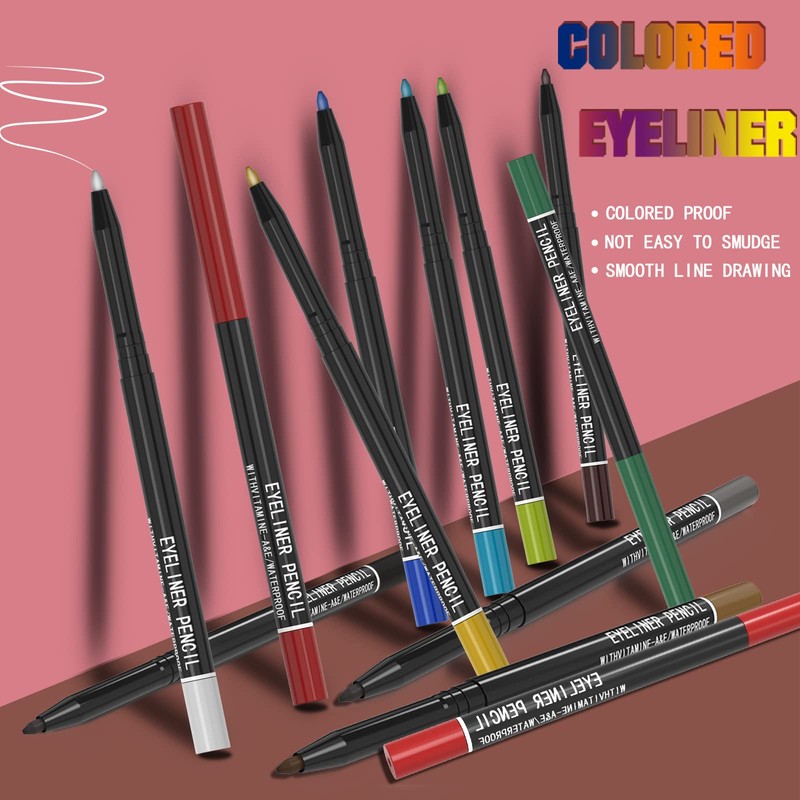 12 Kinds Of Color Eyeliner Pen, Eyebrow Pen,Eye Shadow Pencil,