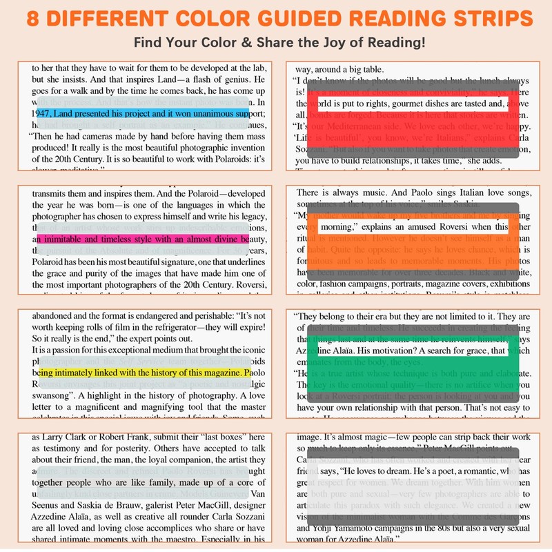 FEEHOPE 16 Pack Guided Reading Strips for Kids and Students