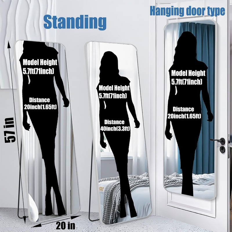 SCWF-GZ 57x20 Door Hanging Full Length Mirror, Floor Stand (Height