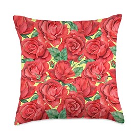 Pioneer Country Farm For Woman Pioneer Country Farm Watercolor Red Rose Yellow Throw Pillow, 18x18, Multicolor