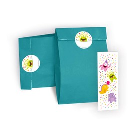 Bookmark + Gift Bags / Blue + Sticker Funny Monster Party Bag Guest Gift at Birthday Children's Birthday Wedding Christening Girls Boys