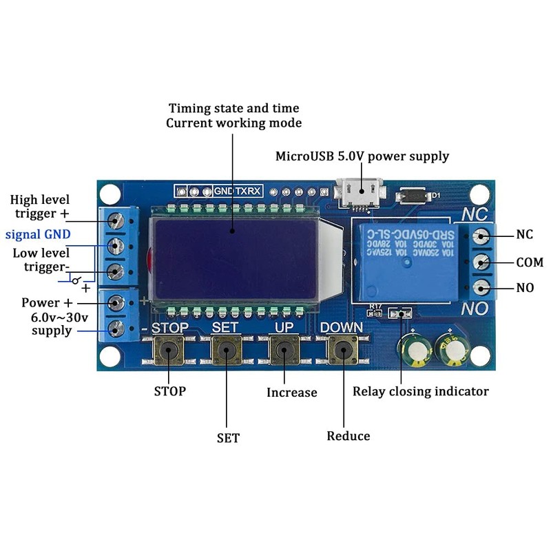 BGTXINGI One Channel Time Relay Module Delay Controller Board Trigger