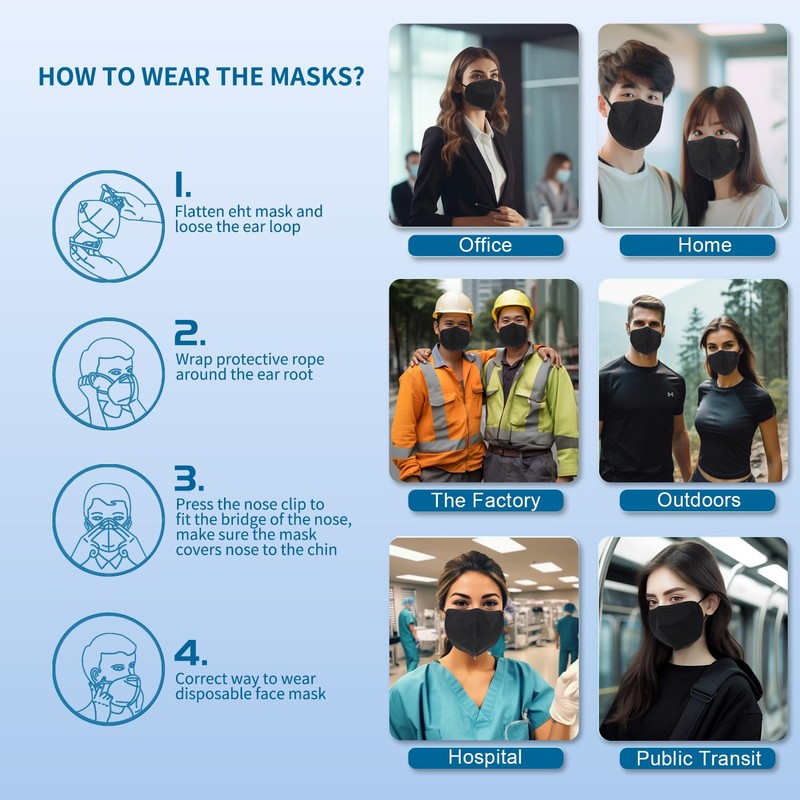 XIKII KN95 Masks for Adults 50PCS 5 Layer Mascarillas Filter